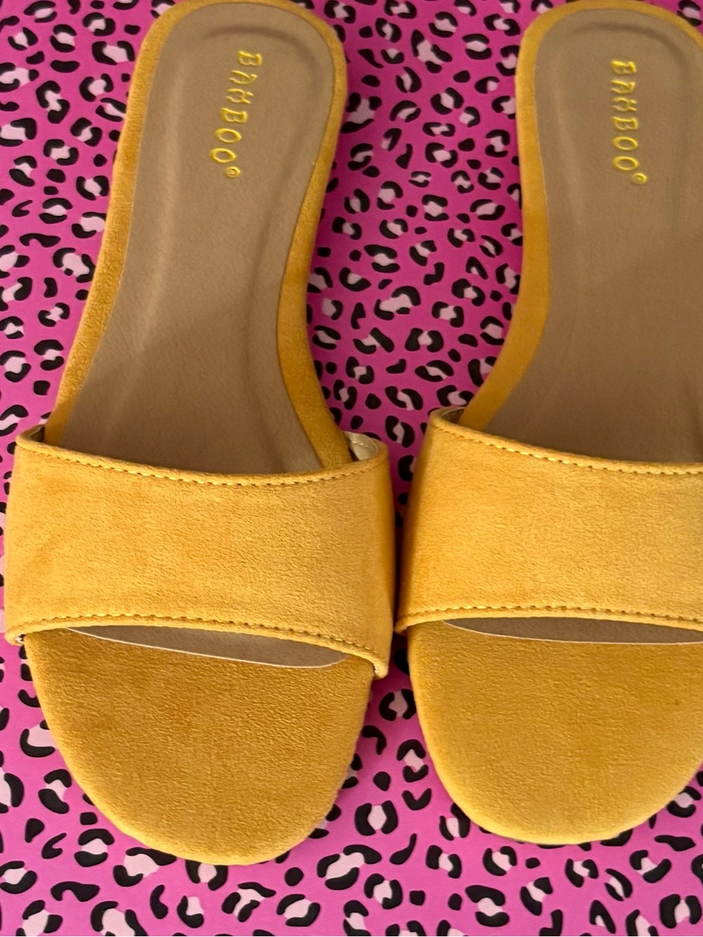 Bamboo Slides Sandals Yellow 7 New
